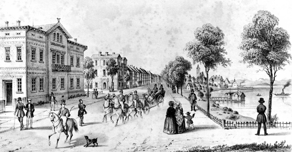 Die Friedrichstraße der sog. Neustadt. Lithographie von Gerstmeyer, Mitte 19. Jh.