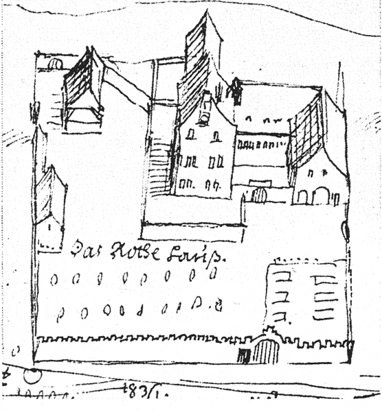 Ehem. Kloster Rotes Haus Zeichnung 1678