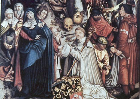 Jakob Murer, Abt des Klosters Weissenau, Verfasser einer Bildchronik des Bauernkriegs. Ausschnitt aus einem Kreuzigungsbild