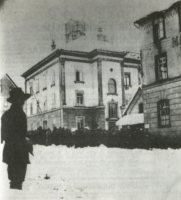 Protest gegen die Aussperrung der Metallarbeiter in Weingarten im April 1922