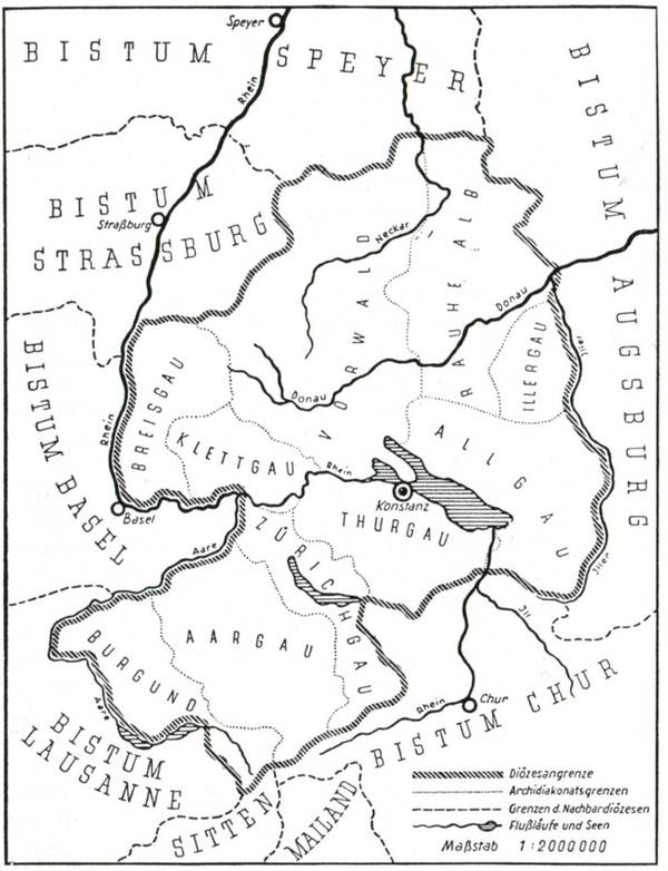 Karte des Bistums Konstanz