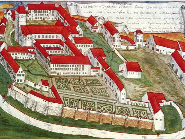 Benediktinerkloster Weingarten. Zeichnung Gabriel Bucelin OSB, 1628.