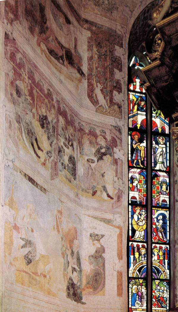 Wandmalereien und Glasfenster in der Pfarrkirche Eriskirch, um 1410.