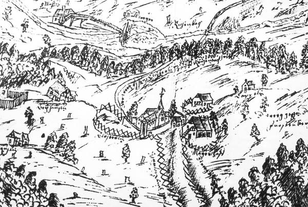 Kloster Grünwald Zeichnung Mitte 17. Jh.
