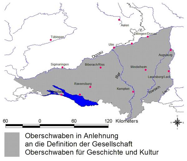 Oberschwaben in Anlehnung an die Definition der Gesellschaft Oberschwaben