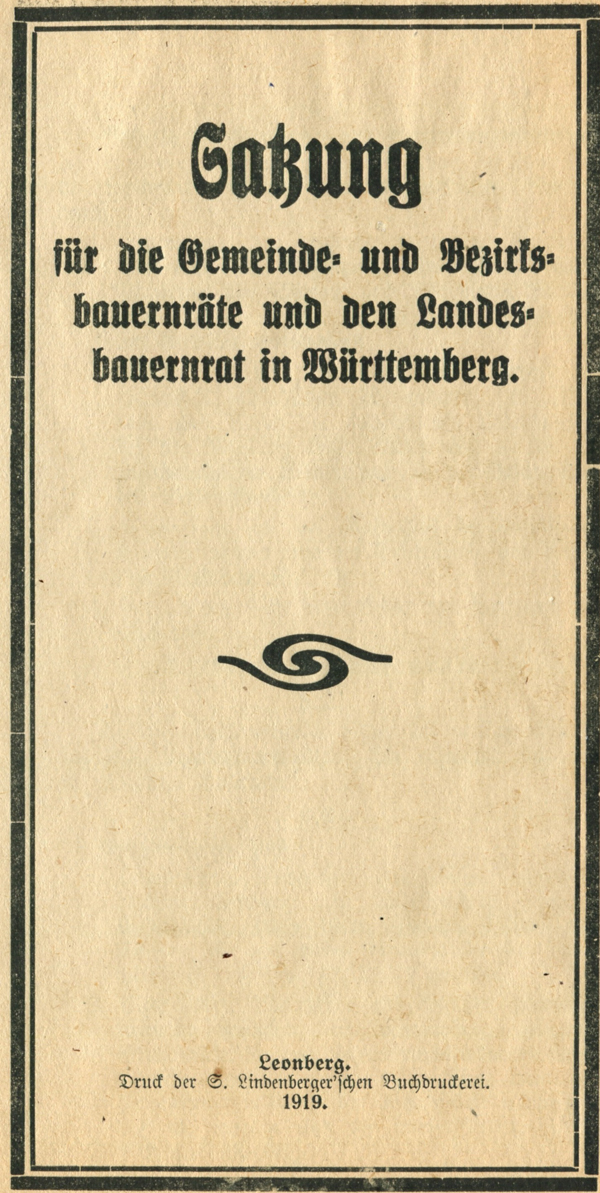 Satzung für die Bauernräte 1919