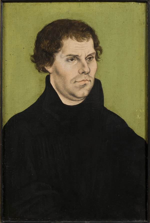 Martin Luther. Porträt von Lucas Cranach d. Ä., 1526. Schwedisches Nationalmuseum Stockholm.