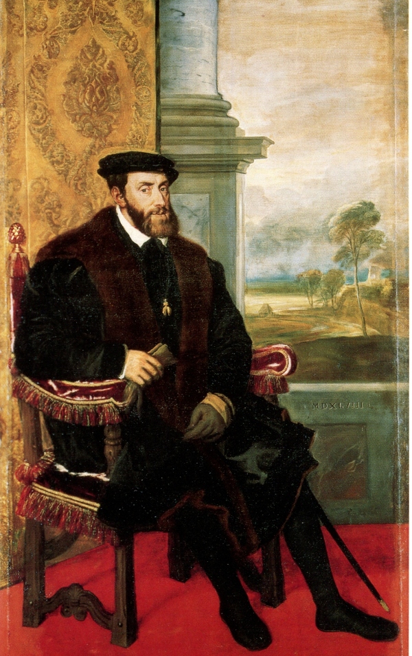 Kaiser Karl V. Gemälde von Tizian, um 1548. Alte Pinakothek München.